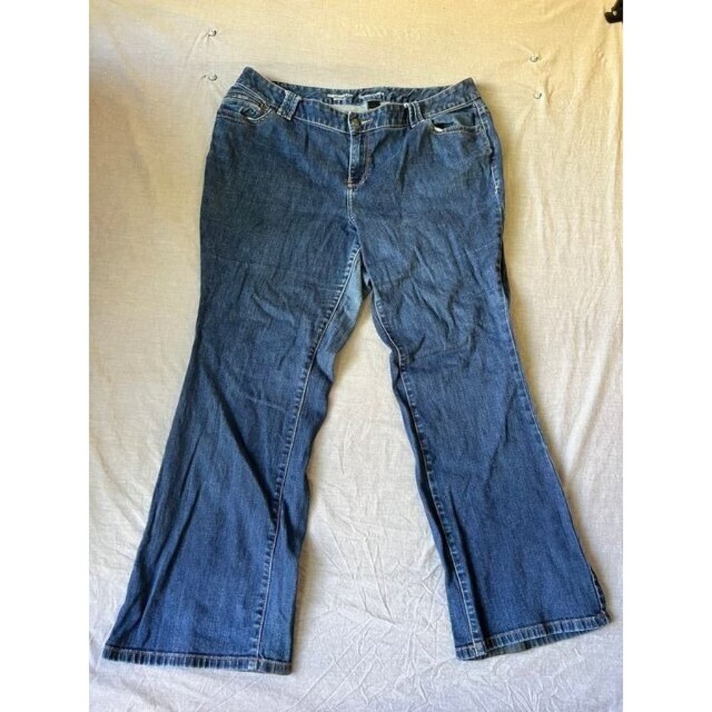 Lane Bryant Distinctly Boot Jeans Womens 20 Blue Denim Zip Pocketed 40X29.